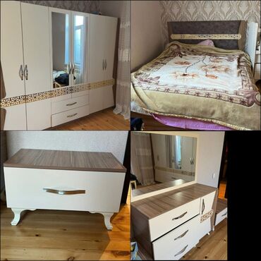 tek kravatlar: 2 односпальные кровати, Шкаф, Трюмо, 2 тумбы, Б/у