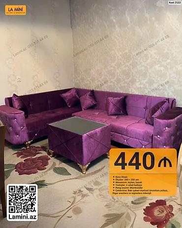divan ustu: Məhsul: Künc divan dəsti (Kod: 2533) - Ölçü: 280 × 200 sm - Mexanizm — 1