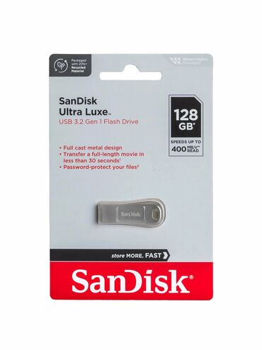 noutbuk adapterleri: Flash kart Sandisk, 128 GB, USB 3.2, Yeni