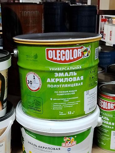 Эмаль: Универсальная акриловая эмаль OLECOLOR, полуглянцевая. - Назначение — 1