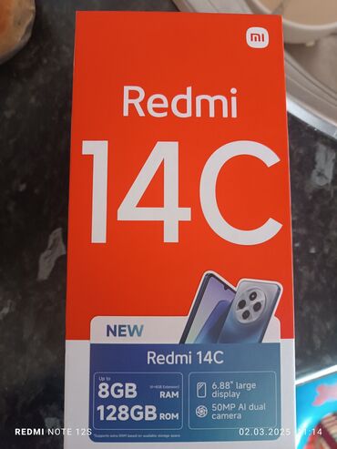 телефон базар коргон: Redmi, Redmi 14C, Жаңы, 128 ГБ, түсү - Көгүлтүр, 2 SIM