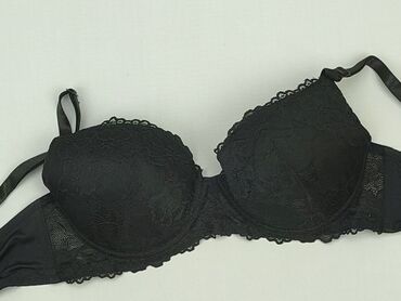 czarne materiałowe spodnie z wysokim stanem: Bra, 75C, condition - Very good