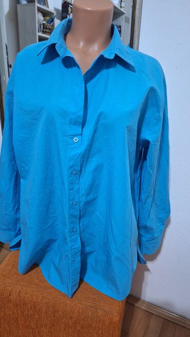 ženske lanene košulje: Lc Waikiki, M (EU 38), Cotton, Single-colored, color - Light blue