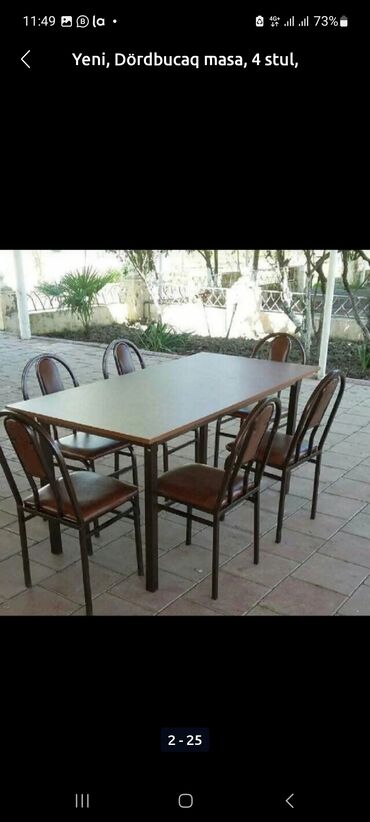Masa və oturacaq dəstləri: Mətbəx üçün, Yeni, Açılmayan, Dördbucaq masa, 4 stul — 4