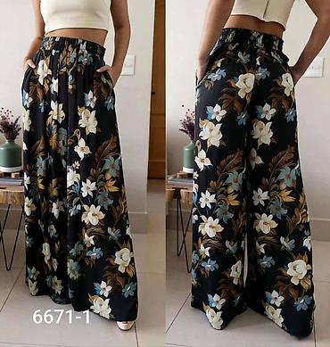 Pantalone: Ženske široke pantalone - Kroj: palazzo/široke nogavice, dužina do — 8