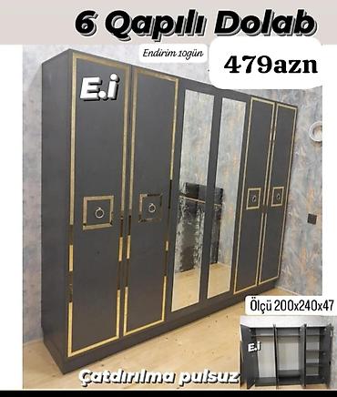 inter tekstil sumqayit: Yeni, 6 qapı, Güzgülü, Boz, Açılan, Düz dolab — 1