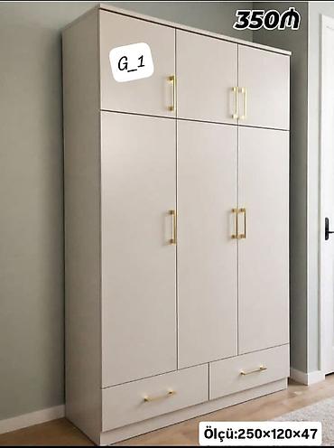 divar skafi: G_1 model geyim dolabı - Rəng: açıq bej - Dizayn: 6 qapılı üst-orta — 1