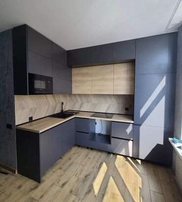 Sifarişlə mətbəx mebeli: Sifarişlə mətbəx dəsti, Özü çəkən petlələr, Sadə laminat, Kredit var, Rayonlara çatdırılma, Pulsuz çatdırılma — 18