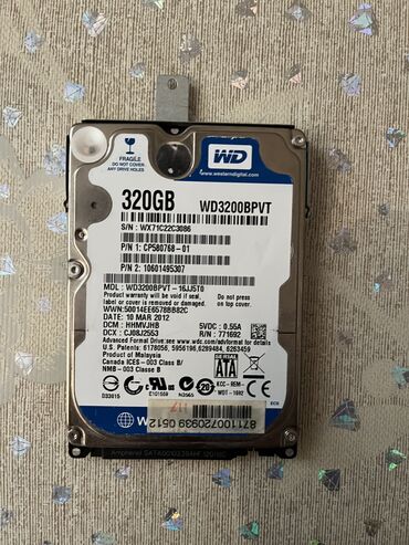 notebooklar: Daxili Sərt disk (HDD) Western Digital (WD), 480 GB, 5400 RPM, 2.5", İşlənmiş