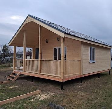 a frame ev tikintisi: Taxta karkaslı bağ evi – geniş eyvanlı, tam hazır fasad - Material — 2