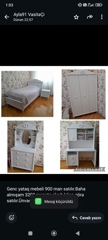 Divan və masa dəstləri: Oğlan və qız üçün, İşlənmiş