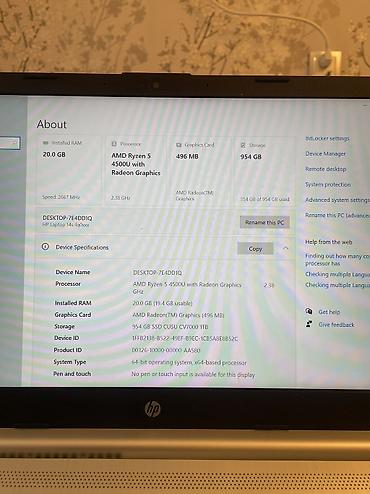 laptop stand: İşlənmiş HP 14.3 ", AMD Ryzen 5, 1 TB, Ünvandan götürmə, Rayonlara çatdırılma, Ödənişli çatdırılma — 6