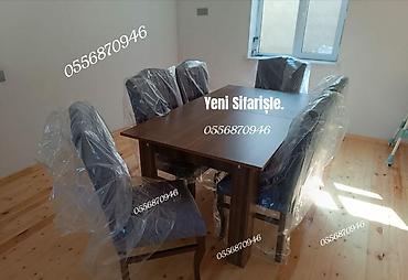 gence stol: Mətbəx üçün, Yeni, Açılmayan, Dördbucaq masa, 6 stul — 1