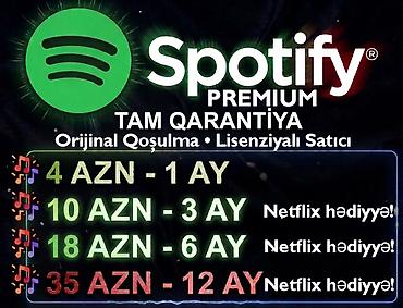 Digər nəqliyyat: Spotify Premium Reklam yox Keyfiiyet yuksek cemini 4 azn 1 ay Spotify — 1
