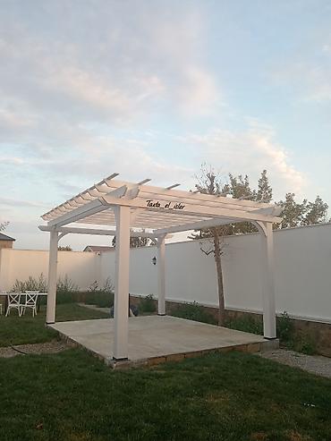зонт большой пляжный: Açıq havada istirahət üçün dekorativ ağ rəngli pergola - Karkas: ağ — 2