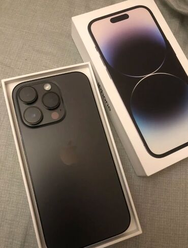 телефны: IPhone 14 Pro, Б/у, 256 ГБ, Black Titanium, Зарядное устройство, Коробка, 93 %