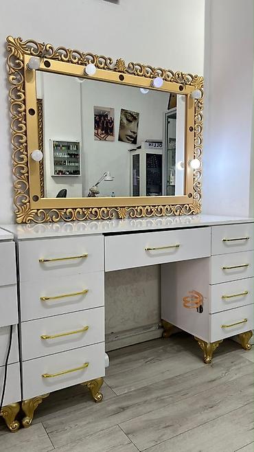 Salon, tibbi mebel: Vizaj/salon üçün makiyaj masası və işıqlı güzgü komplekti - Stil — 4