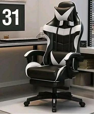 kozna stolica za kompjuter: Moderna gaming stolica dostupna u više boja (crveno-crna, crno-bela — 3