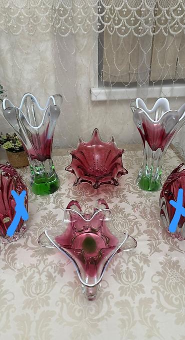 gül buketleri 2019: Qəmzəli rəng keçidli bədii şüşə dekor dəsti - Material: qalın — 2