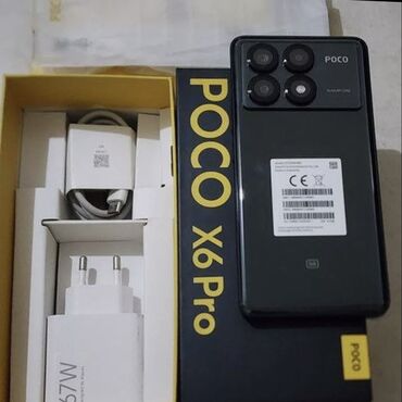 эн арзан телефон: Poco X6 Pro 5G, Колдонулган, 256 ГБ, түсү - Кара, 2 SIM