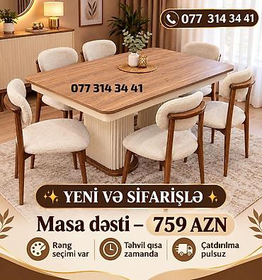 Dördbucaq masa, Qonaq otağı üçün, 6 nəfər