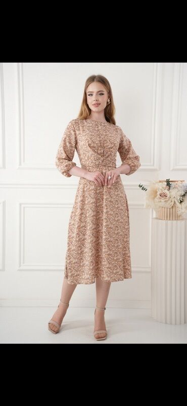 Повседневные платья: Элегантное женское платье миди с длинными рукавами, идеально — 10