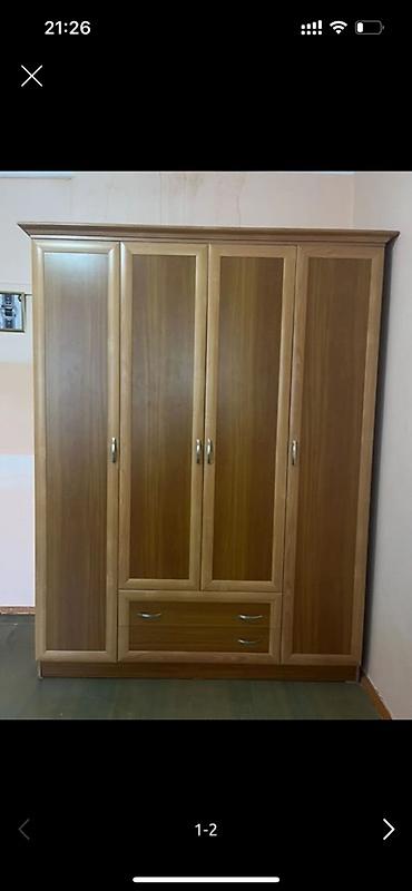 шкаф кийим учун: Четырёхдверный платяной шкаф из ЛДСП под натуральное дерево. - — 1