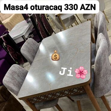 Masa və oturacaq dəstləri: Yeni, 4 stul
