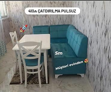 metbex kunc divanlari: Mətbəx künc dəsti - Tərkibi: L‑formal künc divanı, 1 stol, 2 stul - — 1