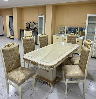 Qonaq otağı üçün, Yeni, Açılmayan, Dördbucaq masa, 6 stul