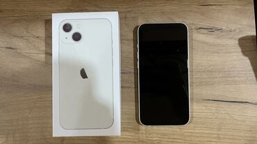 танк 2 телефон: IPhone 13, Жаңы, 128 ГБ, Ак, Заряддоочу түзүлүш, Коргоочу айнек, Кабель, 100 %