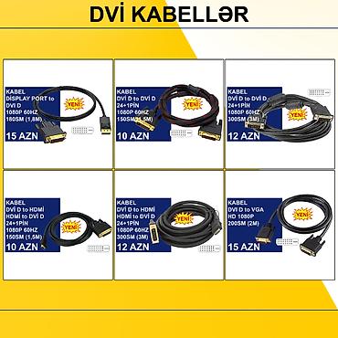 kompüter barter: DVİ Kabellər ⭐Display Port to DVİ D 1,8m 1080P 60HZ – 15 AZN ⭐DVİ D — 1