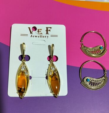 tek qaş üzük: İkisi biryerdə 7m .VEF Jewellery brendi küpələr dəsti - Sol tərəfdə lalafo.az -da tek qaş üzük: İkisi biryerdə 7m .VEF Jewellery brendi küpələr dəsti - Sol tərəfdə