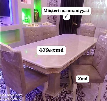 pc masaları: - Klassik üslubda yemək otağı dəsti: 1 böyük düzbucaqlı masa + 6 — 1