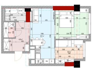 ак жол раздольное: 1 комната, 56 м², Элитка, 3 этаж, ПСО (под самоотделку)