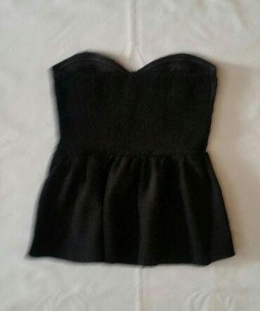 crop top majice zara: H&M, M (EU 38), Cotton, Single-colored, color - Black