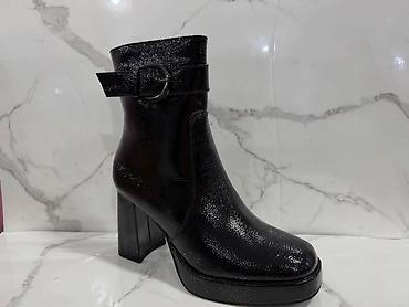 Gležnjače: Ženske zimske čizme – više modela - Topla crna čizma od brušene kože — 4