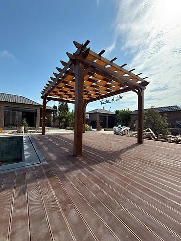 ailə agacı: Açıq havada istirahət zonaları üçün taxta pergola 6x4 metr - — 4