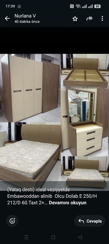 купить двуспальная кровать: (Yataq desti) ideal veziyyetde Embawooddan alinib Olcu Dolab E 250/H