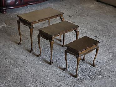 Stilski klub stolovi: Set od 3 pomoćna stola – “nesting” model - Materijal: puno drvo — 7
