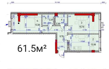 Продажа квартир: 2 комнаты, 61 м², Индивидуалка, 3 этаж, ПСО (под самоотделку)