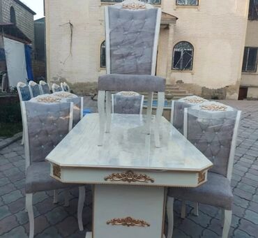 stol stul ucuz qiymete: Qonaq otağı üçün, Yeni, Açılan, Dördbucaq masa, 6 stul, Azərbaycan