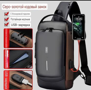 шлепки 39 размер: Стильная барсетка С USB зарядкой Потайной молнией кодовым замком