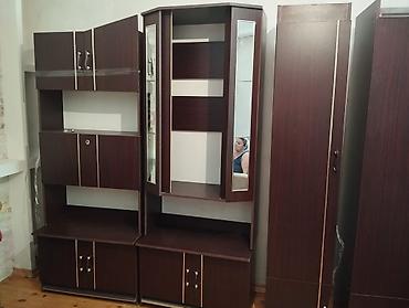 qehveyi: Qonaq otağı üçün modul mebel dəsti - Rəng: tünd qəhvəyi (ağ xətli — 4
