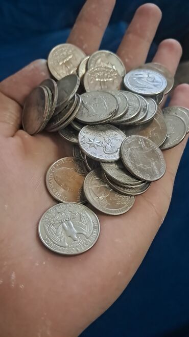 Sikkələr: ABŞ sikkələri – qarışıq lot - Növ və nominalar: quarter dollar (25¢) — 14