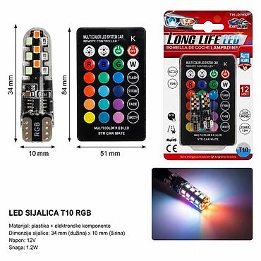 KMT T10 auto LED sijalica 18 SMD RGB sa daljinskim – Kmt style Opis