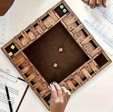 oyun alanı: Taxta “Shut the Box” zər oyunu - Material: təbii ağacdan hazırlanmış — 1
