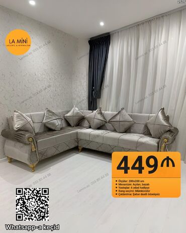 Divanlar: Künc divan, Açılan, Bazalı, Şəhərdaxili pulsuz çatdırılma
