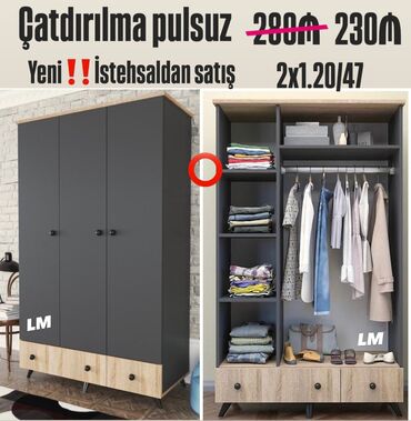 шкаф для стиральной машины: Yeni, Açılan, 3 qapılı Qarderob, paltar dolabı