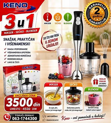 tablica za gradiranje rakije: KENO Energy 3 u 1 – ručni uređaj: mikser + secko + blender - — 1